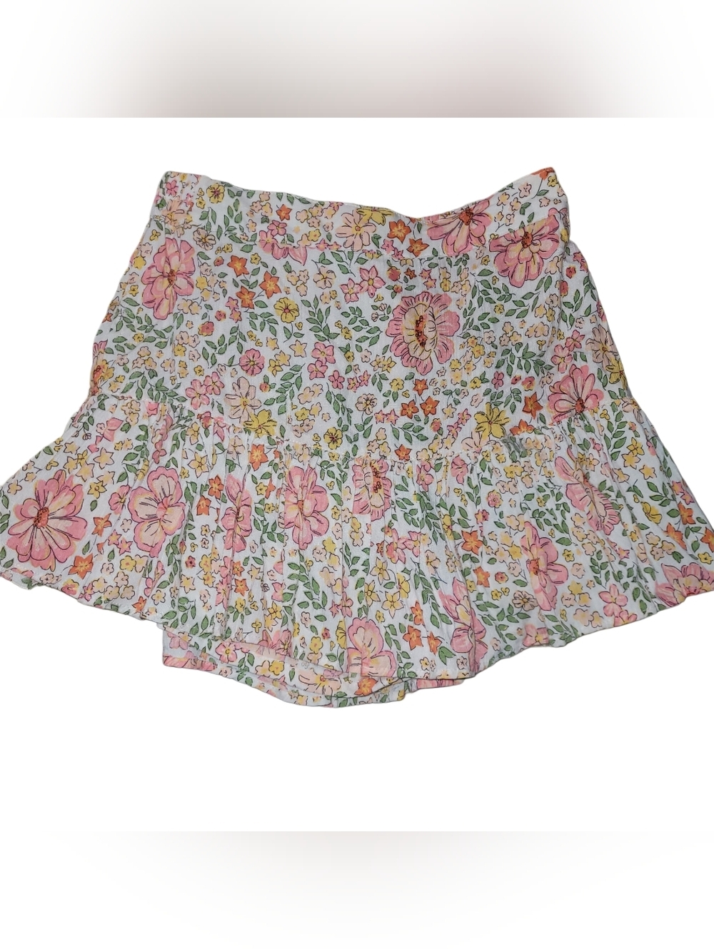 Eclipse Colorful Floral Ruffle Mini Skort Size M